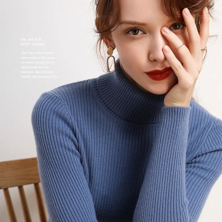 Soft knit turtleneck sweater, autumn and winter