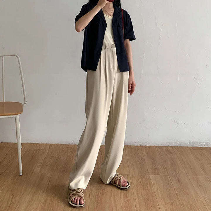 High-waisted, straight-leg tailored trousers