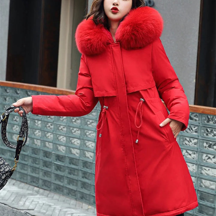 Parka jacket with hood, fur collar, padded