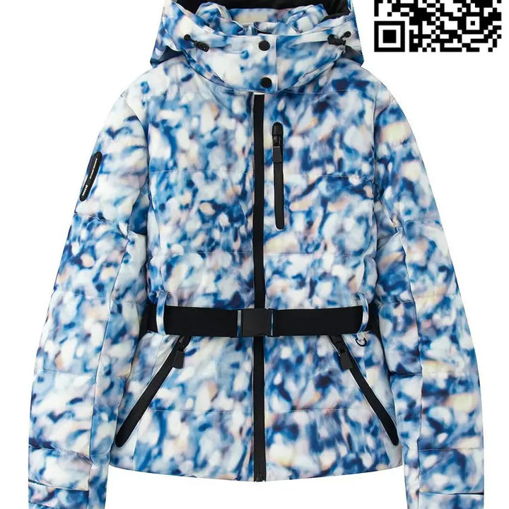 Padded jacket with hood and high waist with windproof belt