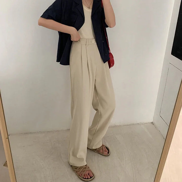 High-waisted, straight-leg tailored trousers