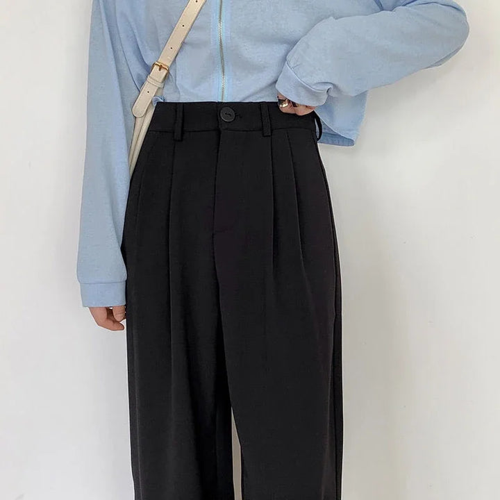 High-waisted, straight-leg tailored trousers