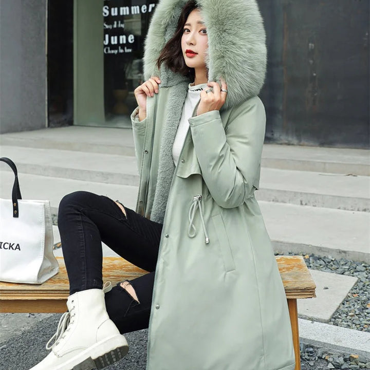 Parka jacket with hood, fur collar, padded