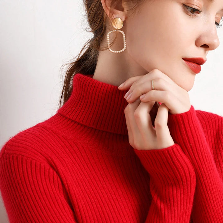 Soft knit turtleneck sweater, autumn and winter