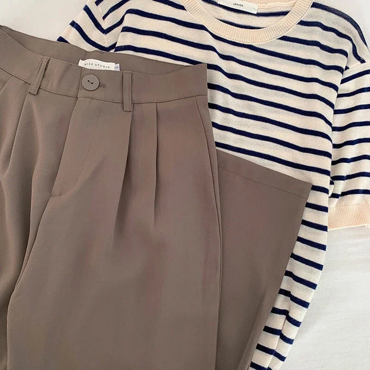 High-waisted, straight-leg tailored trousers