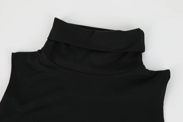 Sleeveless bodysuit with high neck