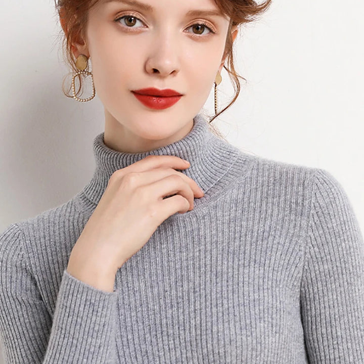 Soft knit turtleneck sweater, autumn and winter
