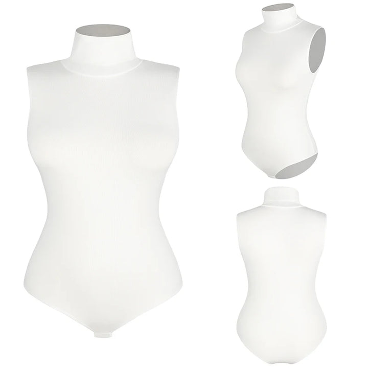 Sleeveless bodysuit with high neck