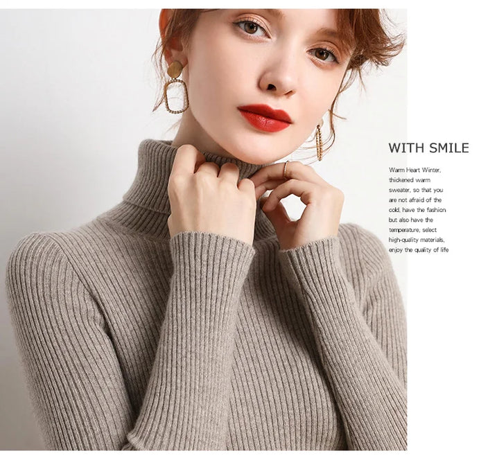 Soft knit turtleneck sweater, autumn and winter