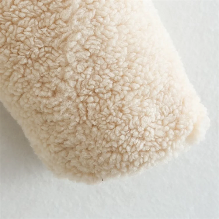 Short Lambswool Coat with High Collar