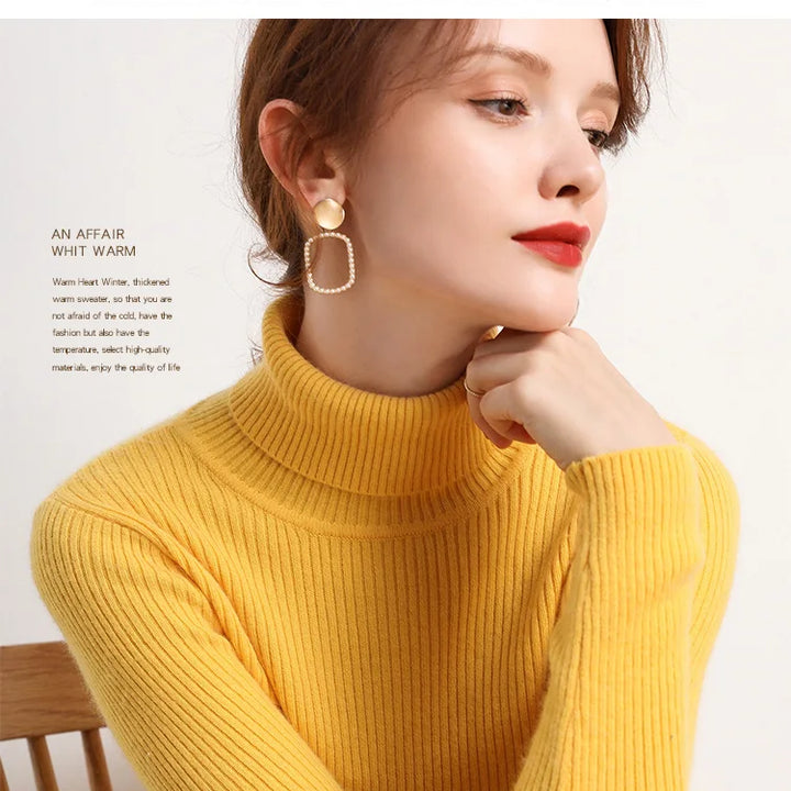 Soft knit turtleneck sweater, autumn and winter