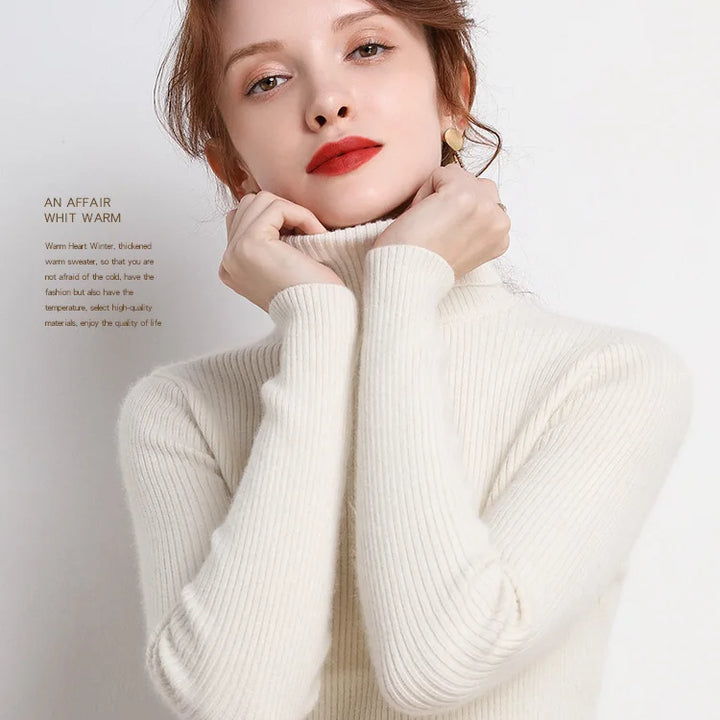 Soft knit turtleneck sweater, autumn and winter