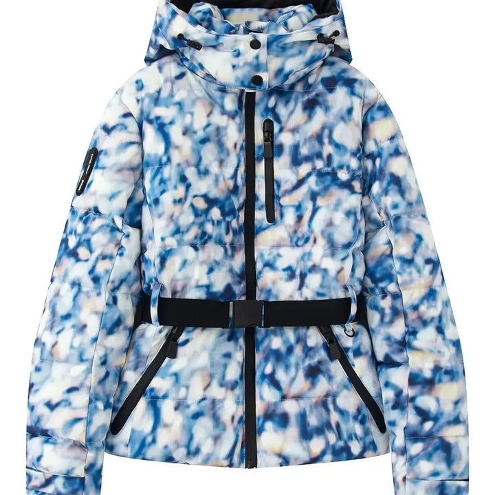 Padded jacket with hood and high waist with windproof belt