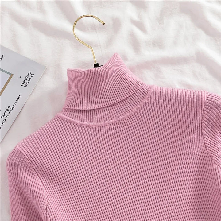 Soft knit turtleneck sweater, autumn and winter