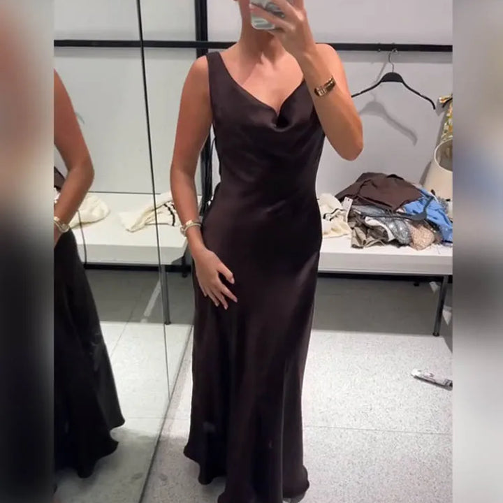 Zara satin dress, backless, V-neck, elegant, sexy