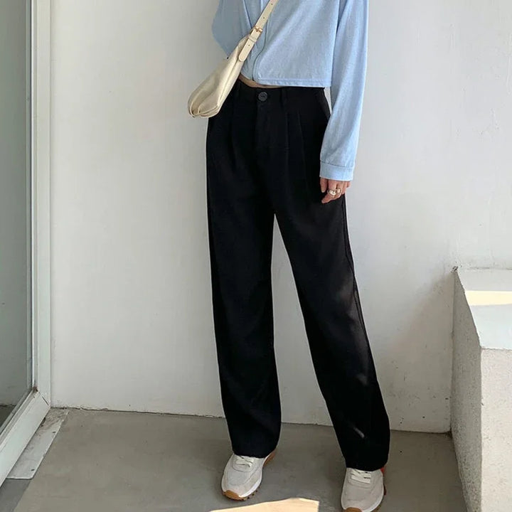 High-waisted, straight-leg tailored trousers
